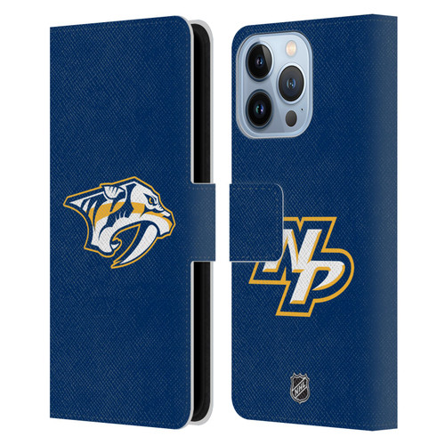 NHL Nashville Predators Plain Leather Book Wallet Case Cover For Apple iPhone 13 Pro