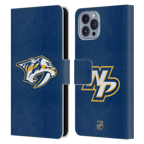 NHL Nashville Predators Plain Leather Book Wallet Case Cover For Apple iPhone 14