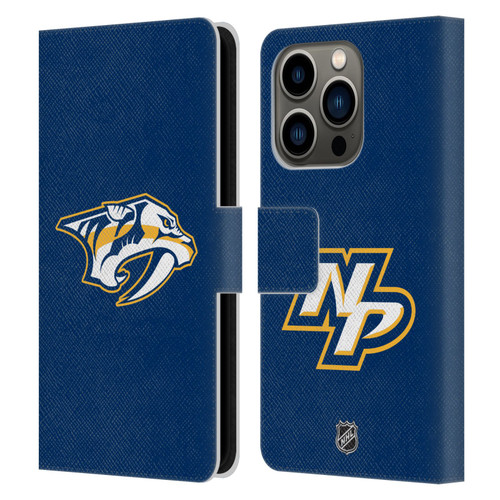 NHL Nashville Predators Plain Leather Book Wallet Case Cover For Apple iPhone 14 Pro