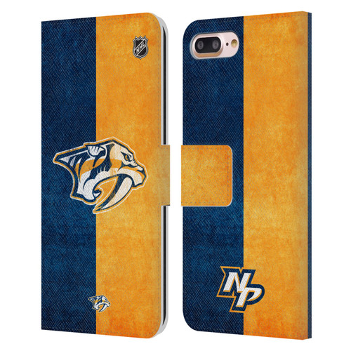 NHL Nashville Predators Half Distressed Leather Book Wallet Case Cover For Apple iPhone 7 Plus / iPhone 8 Plus