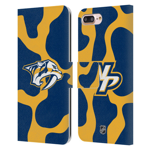 NHL Nashville Predators Cow Pattern Leather Book Wallet Case Cover For Apple iPhone 7 Plus / iPhone 8 Plus