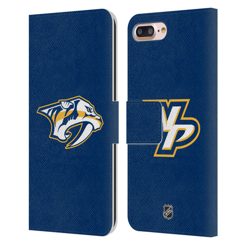 NHL Nashville Predators Plain Leather Book Wallet Case Cover For Apple iPhone 7 Plus / iPhone 8 Plus