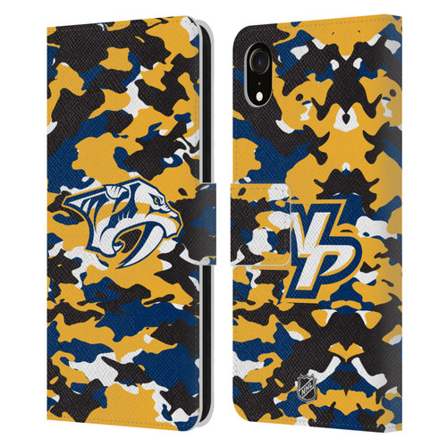 NHL Nashville Predators Camouflage Leather Book Wallet Case Cover For Apple iPhone XR