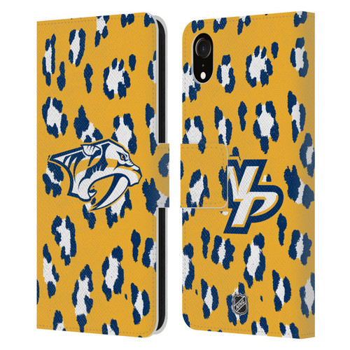 NHL Nashville Predators Leopard Patten Leather Book Wallet Case Cover For Apple iPhone XR