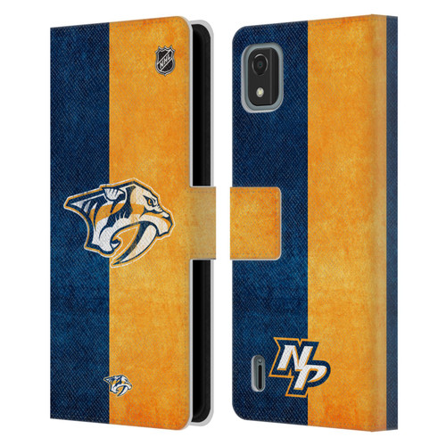 NHL Nashville Predators Half Distressed Leather Book Wallet Case Cover For Nokia C2 2nd Edition