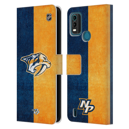 NHL Nashville Predators Half Distressed Leather Book Wallet Case Cover For Nokia G11 Plus