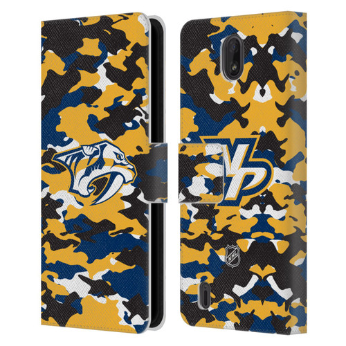 NHL Nashville Predators Camouflage Leather Book Wallet Case Cover For Nokia C01 Plus/C1 2nd Edition