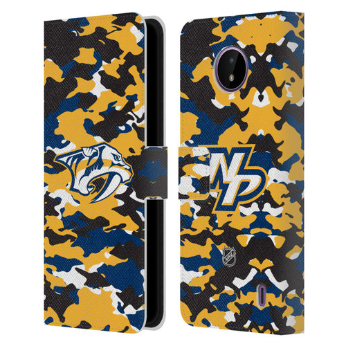 NHL Nashville Predators Camouflage Leather Book Wallet Case Cover For Nokia C10 / C20