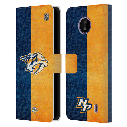 NHL Nashville Predators Half Distressed Leather Book Wallet Case Cover For Nokia C10 / C20