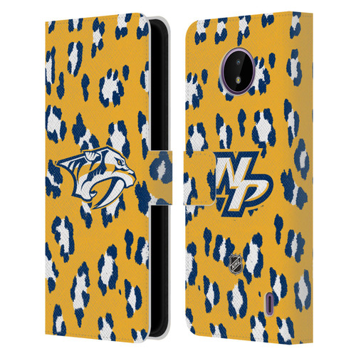 NHL Nashville Predators Leopard Patten Leather Book Wallet Case Cover For Nokia C10 / C20