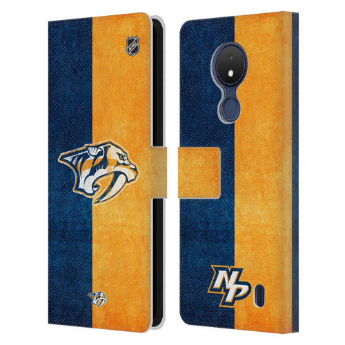 NHL Nashville Predators Half Distressed Leather Book Wallet Case Cover For Nokia C21