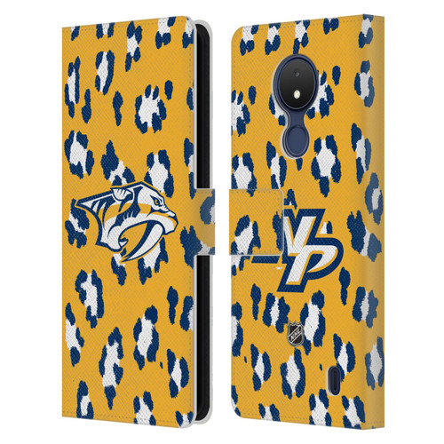 NHL Nashville Predators Leopard Patten Leather Book Wallet Case Cover For Nokia C21