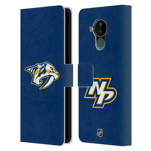 NHL Nashville Predators Plain Leather Book Wallet Case Cover For Nokia C30