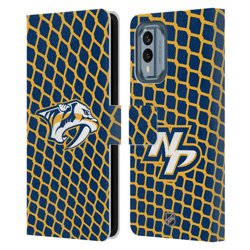 NHL Nashville Predators Net Pattern Leather Book Wallet Case Cover For Nokia X30