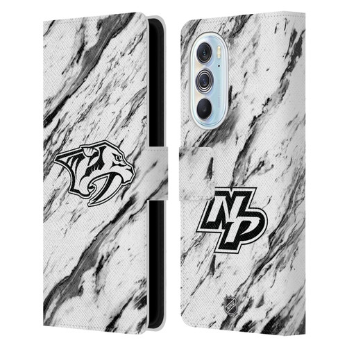 NHL Nashville Predators Marble Leather Book Wallet Case Cover For Motorola Edge X30