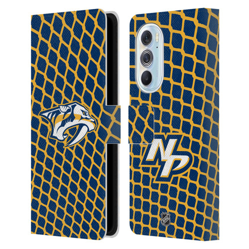 NHL Nashville Predators Net Pattern Leather Book Wallet Case Cover For Motorola Edge X30