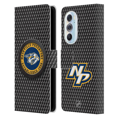 NHL Nashville Predators Puck Texture Leather Book Wallet Case Cover For Motorola Edge X30