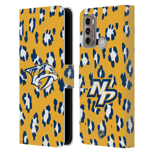 NHL Nashville Predators Leopard Patten Leather Book Wallet Case Cover For Motorola Moto G60 / Moto G40 Fusion