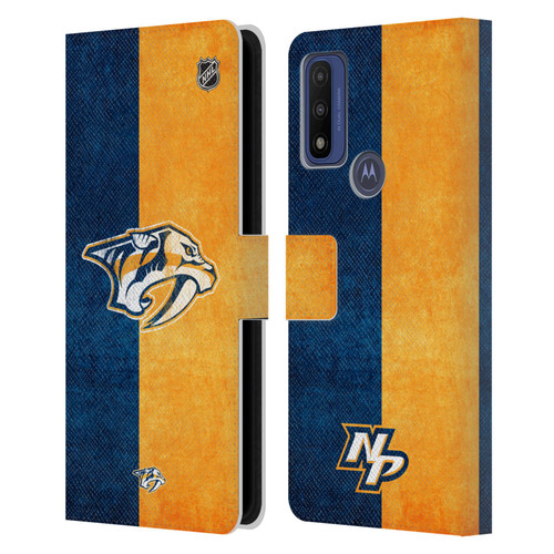 NHL Nashville Predators Half Distressed Leather Book Wallet Case Cover For Motorola G Pure