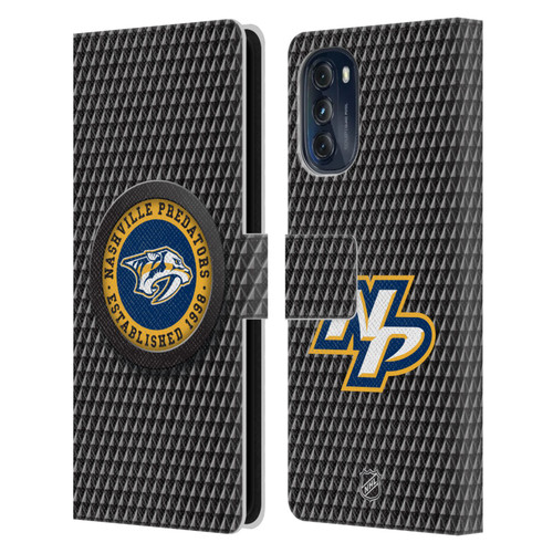 NHL Nashville Predators Puck Texture Leather Book Wallet Case Cover For Motorola Moto G (2022)