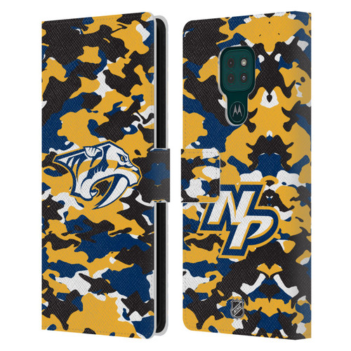 NHL Nashville Predators Camouflage Leather Book Wallet Case Cover For Motorola Moto G9 Play