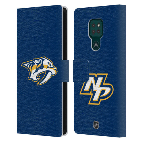 NHL Nashville Predators Plain Leather Book Wallet Case Cover For Motorola Moto G9 Play