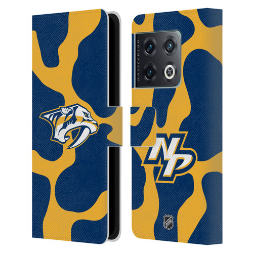 NHL Nashville Predators Cow Pattern Leather Book Wallet Case Cover For OnePlus 10 Pro