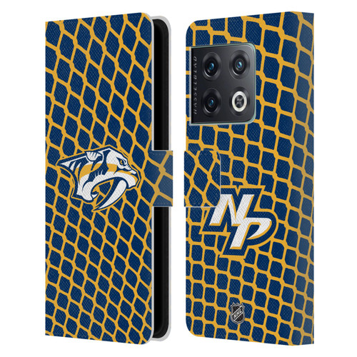 NHL Nashville Predators Net Pattern Leather Book Wallet Case Cover For OnePlus 10 Pro