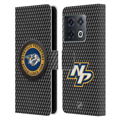 NHL Nashville Predators Puck Texture Leather Book Wallet Case Cover For OnePlus 10 Pro