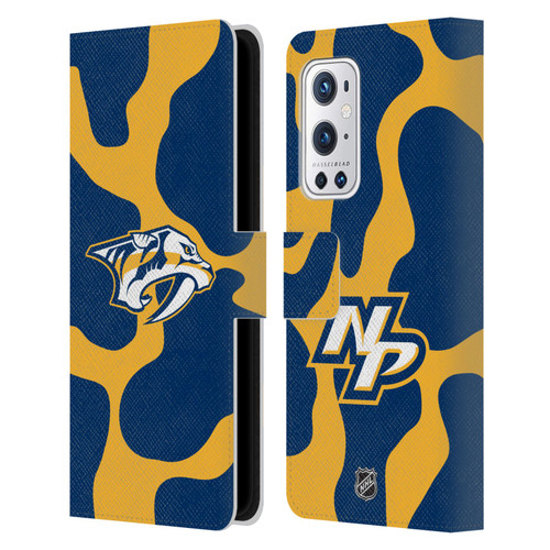 NHL Nashville Predators Cow Pattern Leather Book Wallet Case Cover For OnePlus 9 Pro