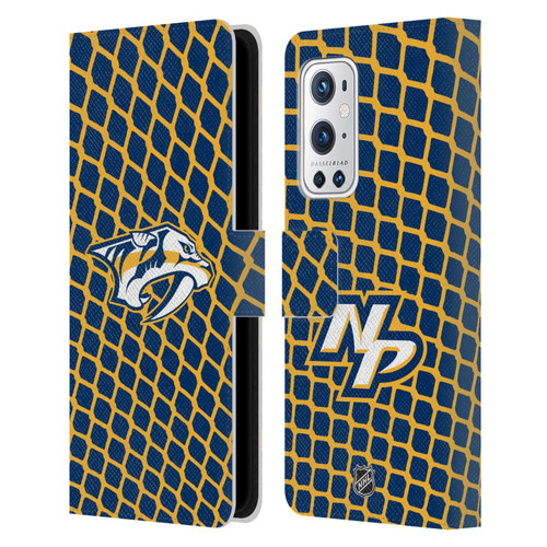 NHL Nashville Predators Net Pattern Leather Book Wallet Case Cover For OnePlus 9 Pro