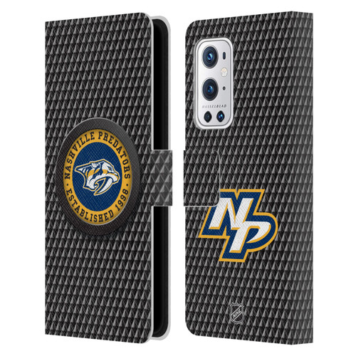 NHL Nashville Predators Puck Texture Leather Book Wallet Case Cover For OnePlus 9 Pro