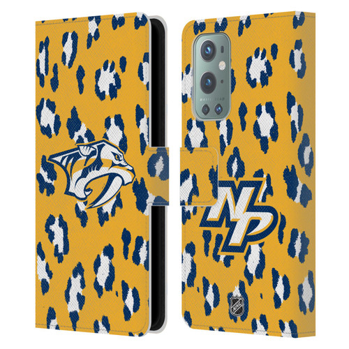 NHL Nashville Predators Leopard Patten Leather Book Wallet Case Cover For OnePlus 9