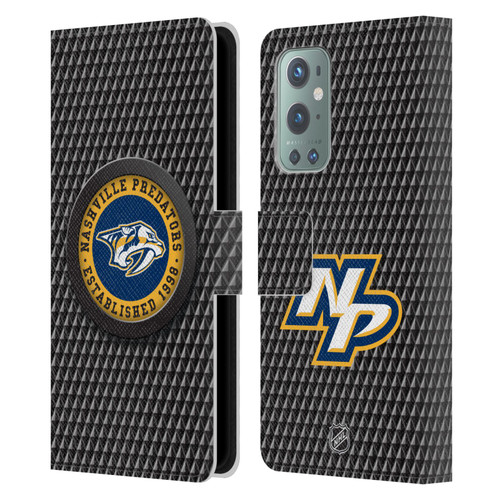 NHL Nashville Predators Puck Texture Leather Book Wallet Case Cover For OnePlus 9