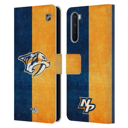 NHL Nashville Predators Half Distressed Leather Book Wallet Case Cover For OnePlus Nord 5G