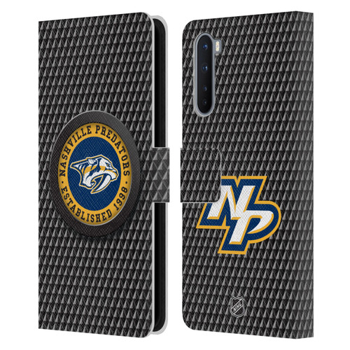 NHL Nashville Predators Puck Texture Leather Book Wallet Case Cover For OnePlus Nord 5G