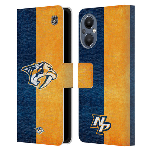 NHL Nashville Predators Half Distressed Leather Book Wallet Case Cover For OnePlus Nord N20 5G