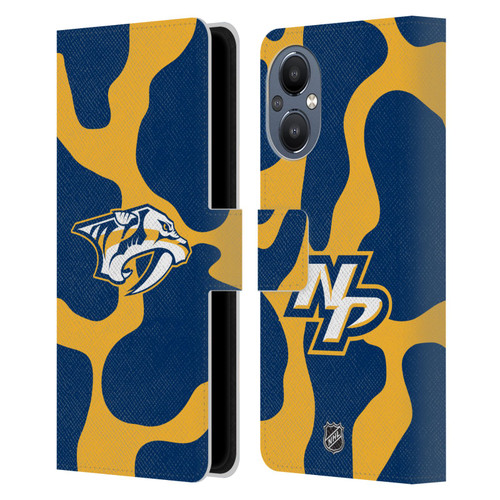 NHL Nashville Predators Cow Pattern Leather Book Wallet Case Cover For OnePlus Nord N20 5G