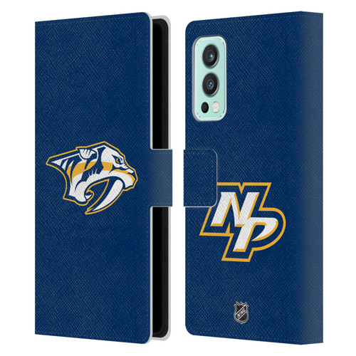 NHL Nashville Predators Plain Leather Book Wallet Case Cover For OnePlus Nord 2 5G