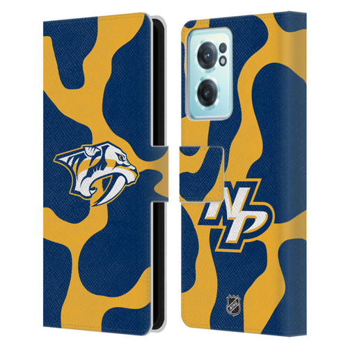 NHL Nashville Predators Cow Pattern Leather Book Wallet Case Cover For OnePlus Nord CE 2 5G