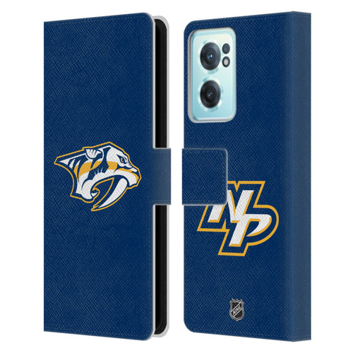 NHL Nashville Predators Plain Leather Book Wallet Case Cover For OnePlus Nord CE 2 5G