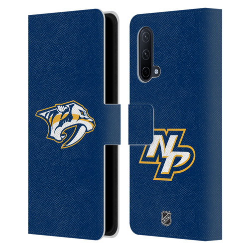 NHL Nashville Predators Plain Leather Book Wallet Case Cover For OnePlus Nord CE 5G