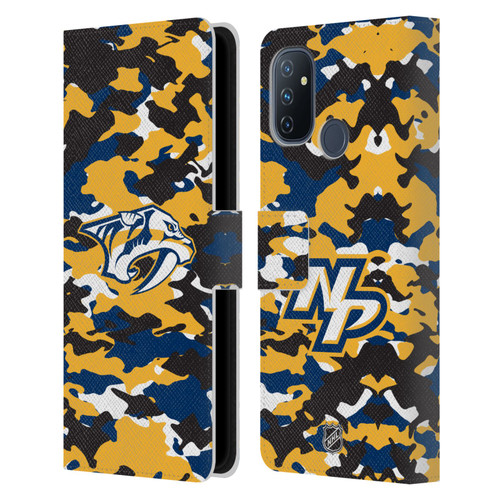 NHL Nashville Predators Camouflage Leather Book Wallet Case Cover For OnePlus Nord N100