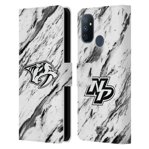 NHL Nashville Predators Marble Leather Book Wallet Case Cover For OnePlus Nord N100