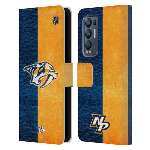 NHL Nashville Predators Half Distressed Leather Book Wallet Case Cover For OPPO Find X3 Neo / Reno5 Pro+ 5G