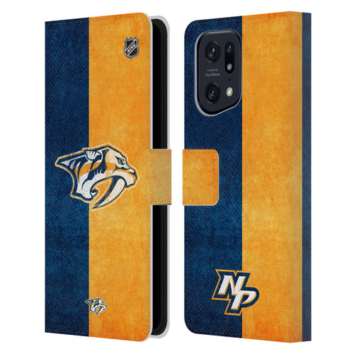 NHL Nashville Predators Half Distressed Leather Book Wallet Case Cover For OPPO Find X5 Pro