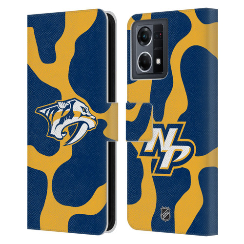 NHL Nashville Predators Cow Pattern Leather Book Wallet Case Cover For OPPO Reno8 4G