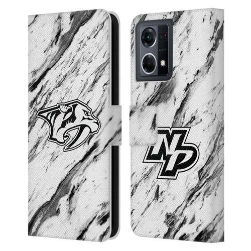 NHL Nashville Predators Marble Leather Book Wallet Case Cover For OPPO Reno8 4G