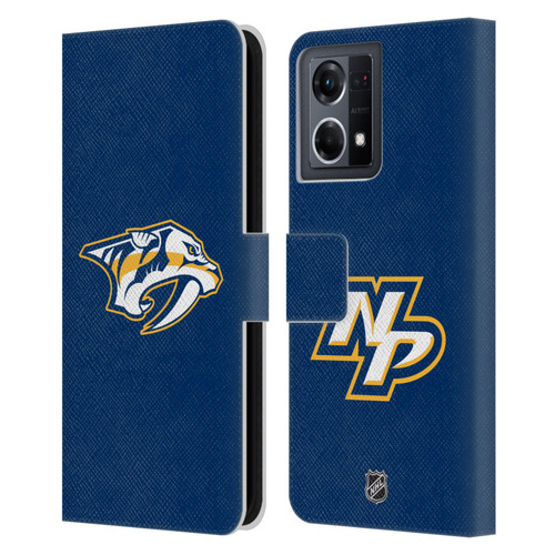 NHL Nashville Predators Plain Leather Book Wallet Case Cover For OPPO Reno8 4G