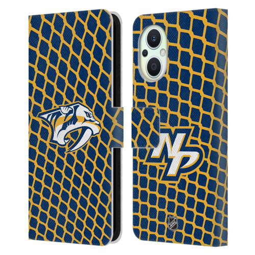 NHL Nashville Predators Net Pattern Leather Book Wallet Case Cover For OPPO Reno8 Lite